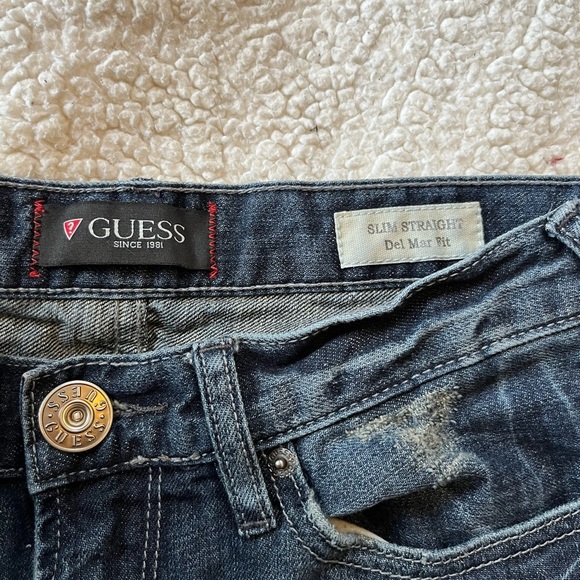 GUESS Vintage Slim Straight Del Mar Fit Jeans 29x30 Y2K Distressed - Picture 5 of 13